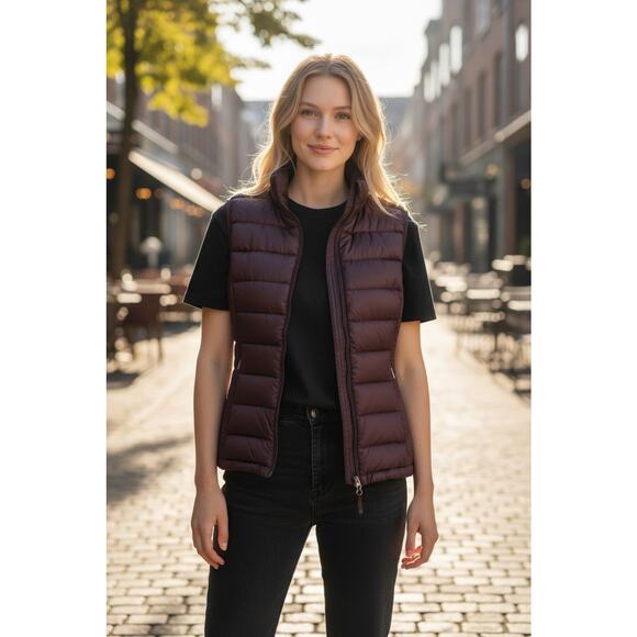 Weatherproof 32 Degrees Packable Down Vest Women Small Brown Sleeveless Packable - Picture 3 of 11